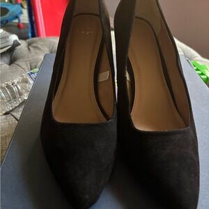 A New Day Black Heels with Suede Finish